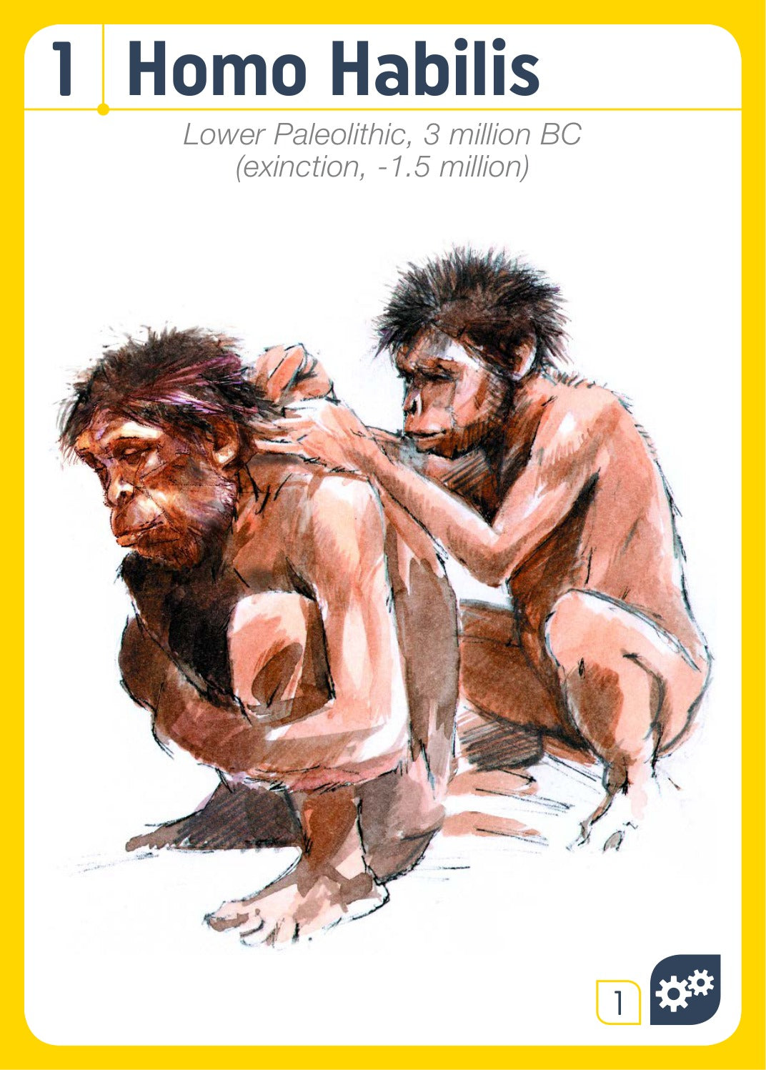 Carte Homo Habilis, niveau 1 – point de départ du jeu, 3 millions d'années av. J.-C.
